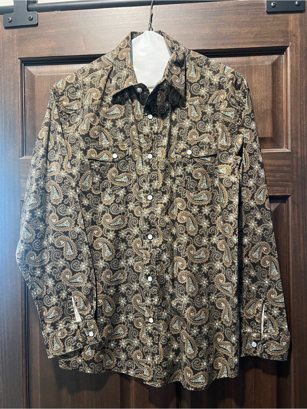 Rock and Roll Cowboy western paisley pearl snap- boys XL